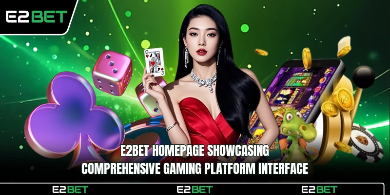 E2BET homepage showcasing comprehensive gaming platform interface